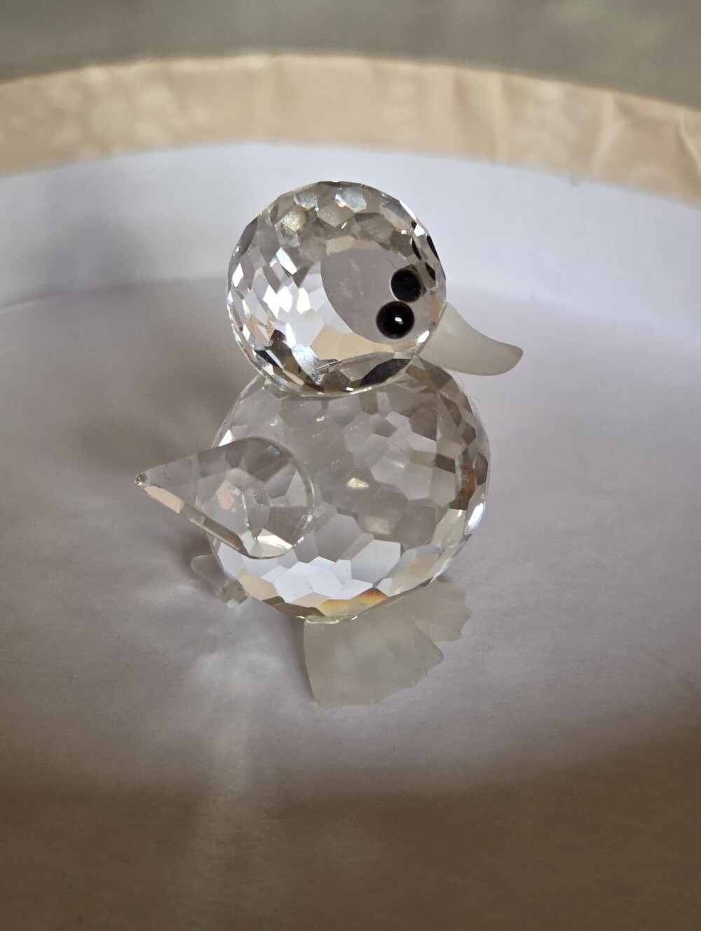 Swarovski Clear Crystal Duck Figurine with Black Eyes